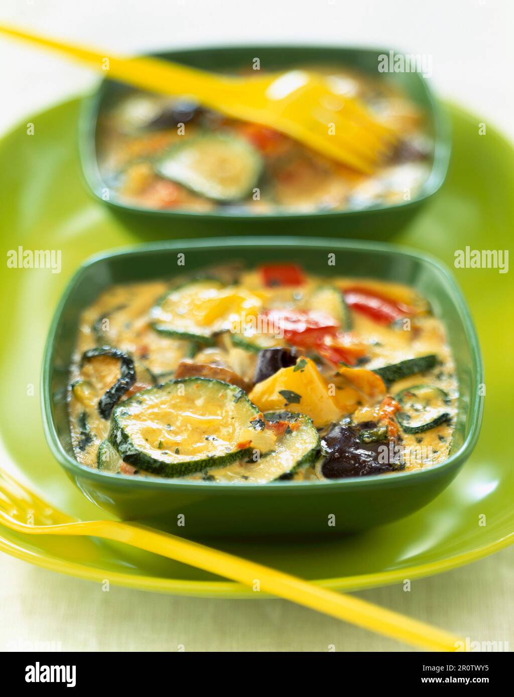Vegetable timbale with sorrel sauce Stock Photo - Alamy