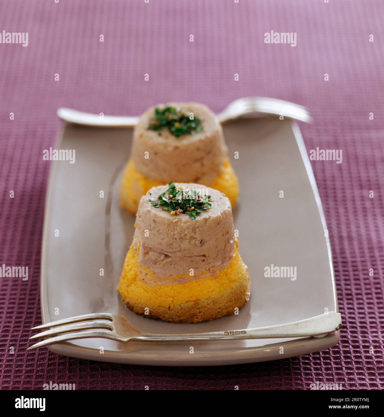 Pumpkin, chestnut and cep terrines Stock Photo