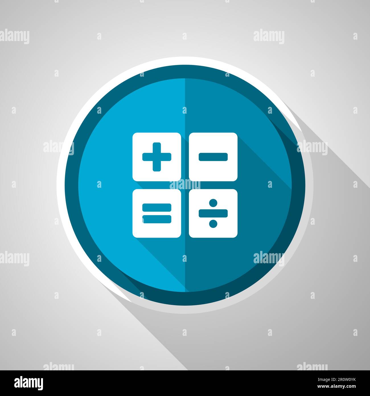 Calculator symbol, flat design vector blue icon with long shadow Stock Vector