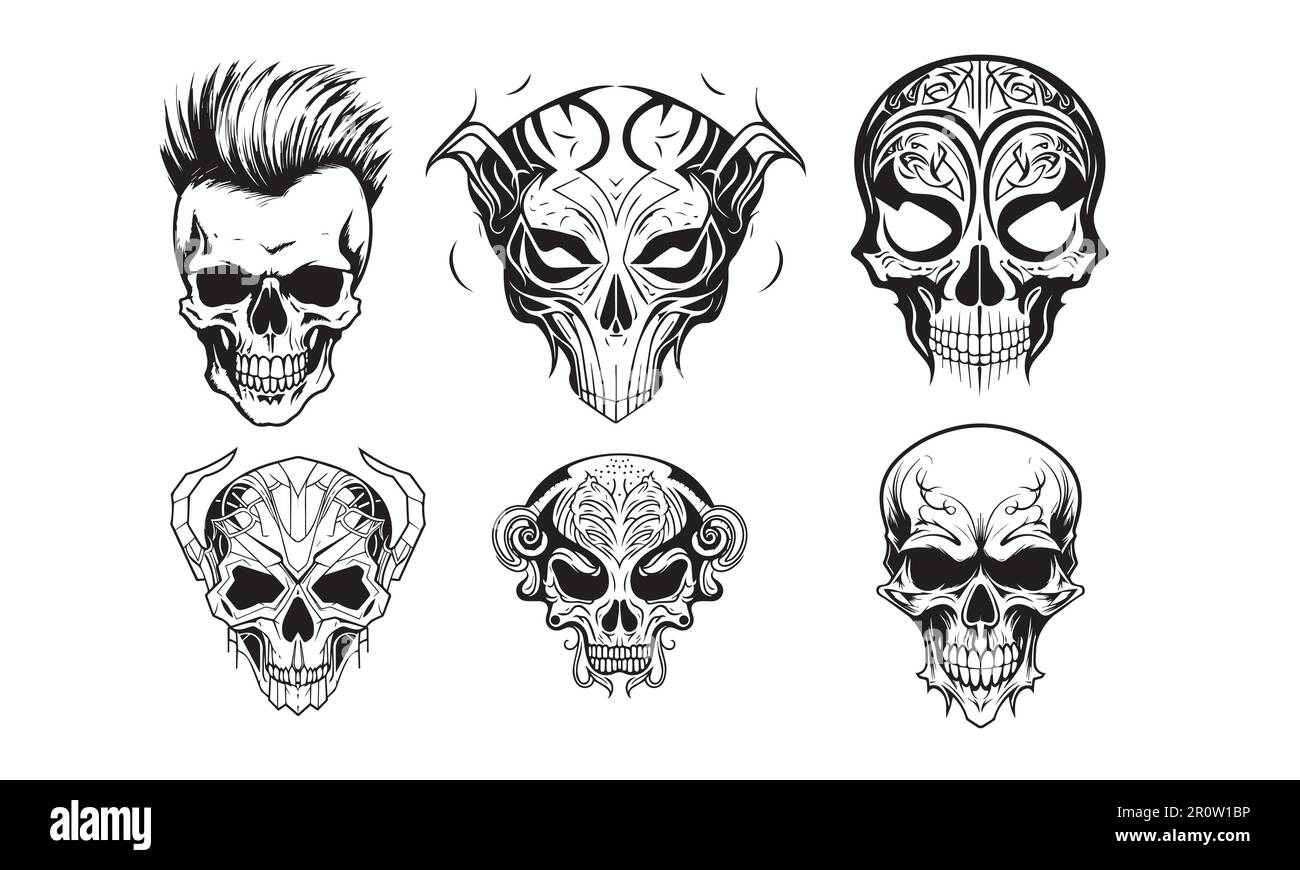 A silhouette skull head vector illustration Stock Vector Image & Art
