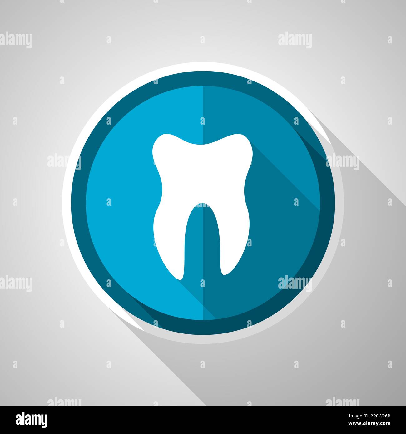 Tooth symbol, flat design vector blue icon with long shadow Stock Vector