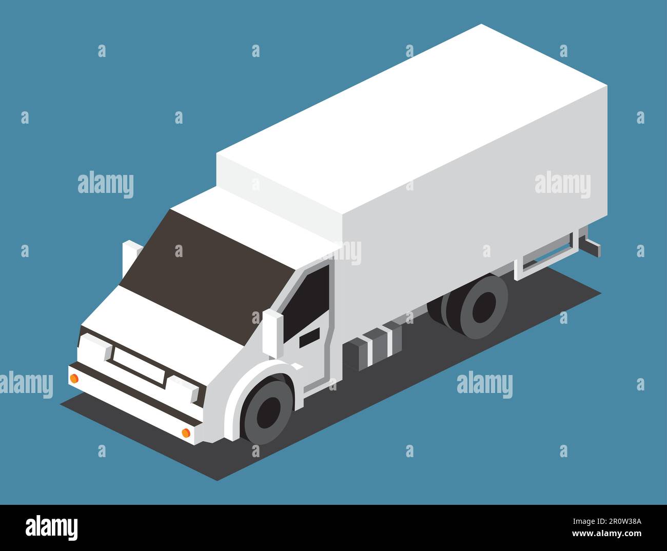 Isometric Cargo Truck. Commercial Transport. Logistics. 3D City Object for Infographics. Vector Illustration. Car for Carriage and Delivery of Goods. Stock Vector