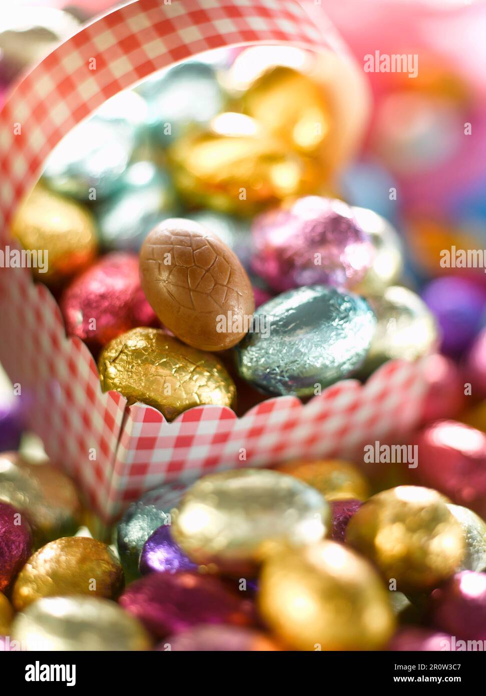 Basket of chocolate Easter eggs Stock Photo