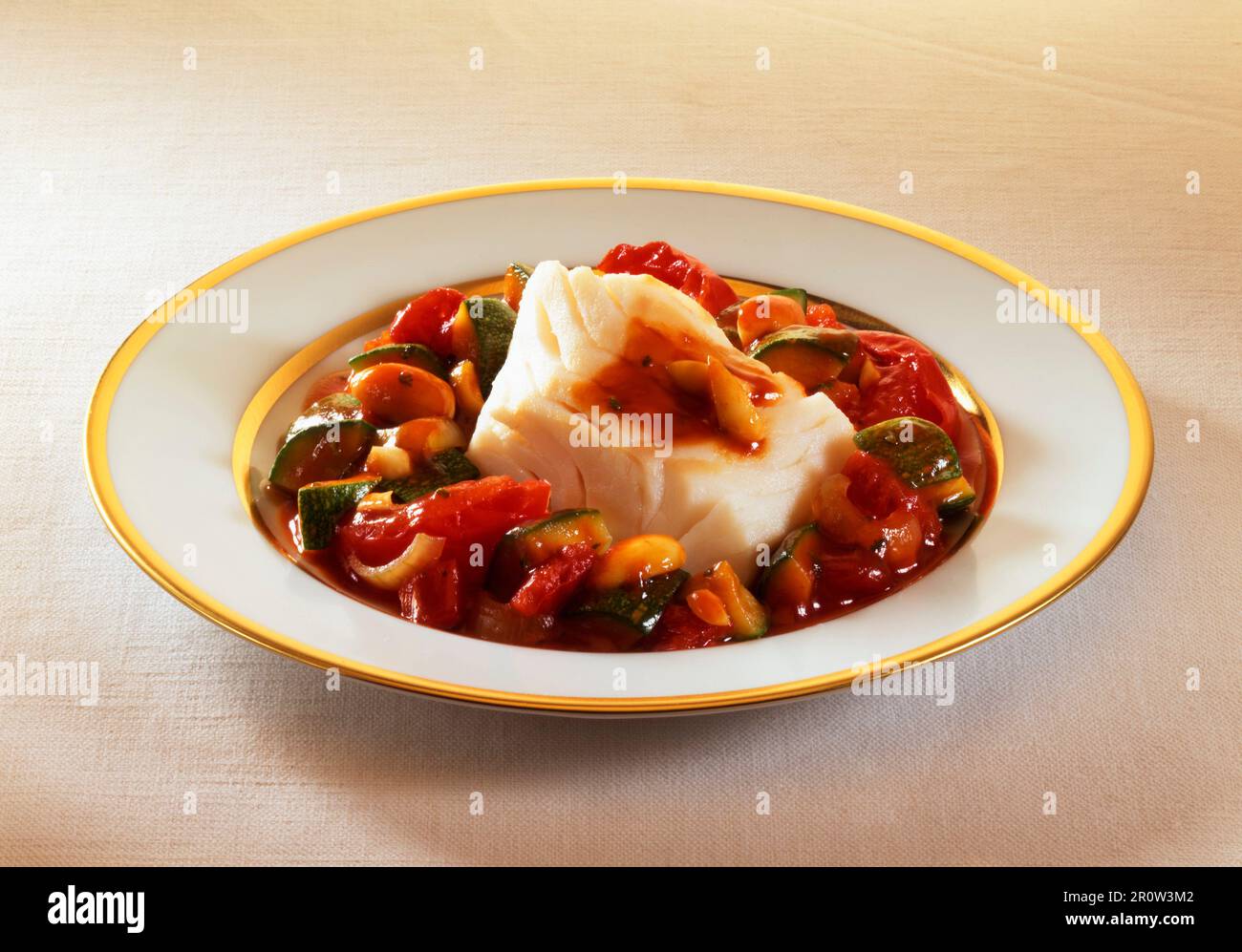 Cod with ratatouille Stock Photo - Alamy