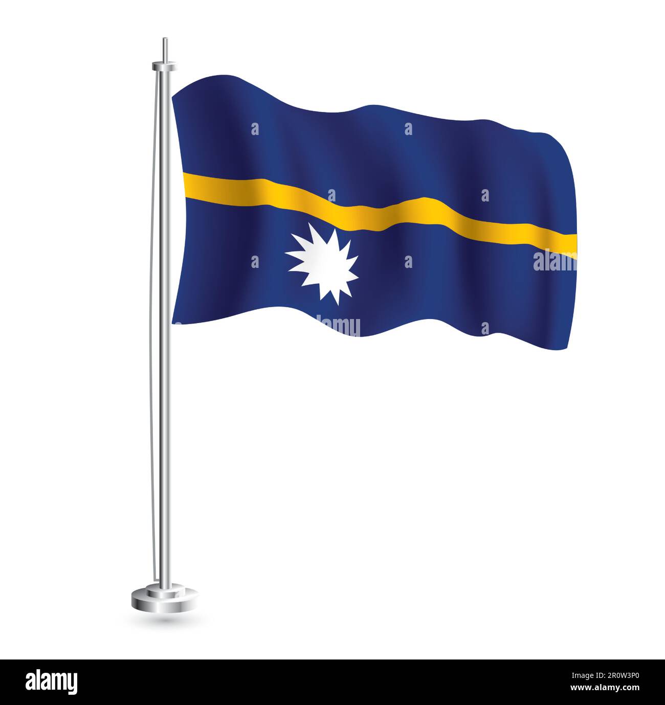 Nauru Flag Isolated Realistic Wave Flag Of Nauru Country On Flagpole