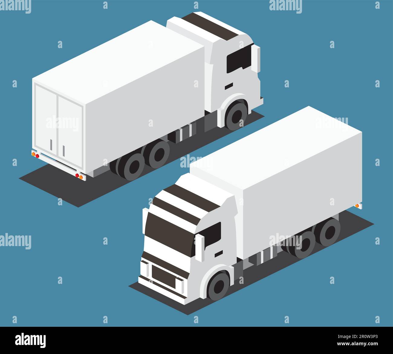 Isometric Small Cargo Truck. Commercial Transport. Logistics. City Object for Infographics. Vector Illustration. Car for Carriage and Delivery of Good Stock Vector