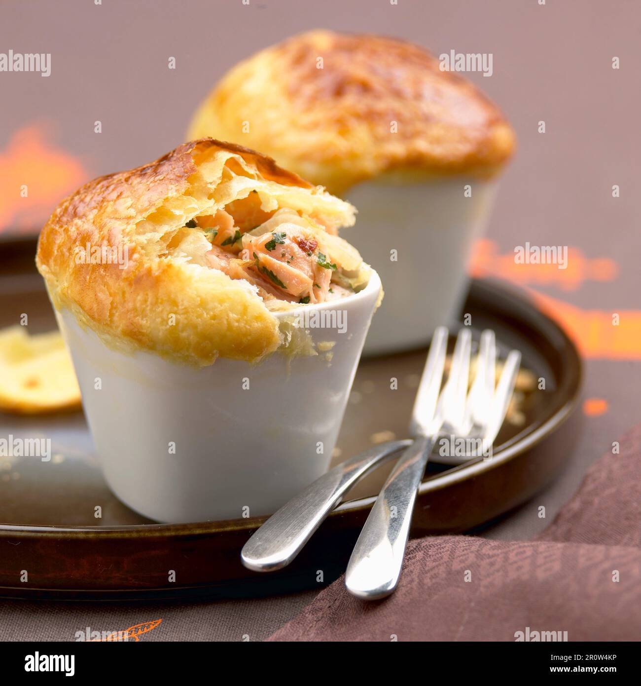Salmon and coriander pie Stock Photo