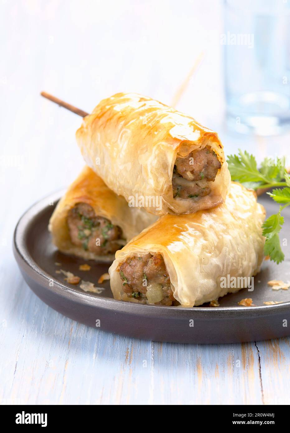 Kefta in filo pastry rolls Stock Photo - Alamy