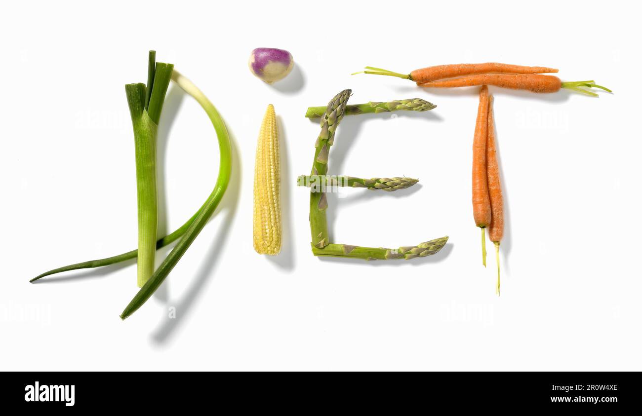 '''Diet'' written with vegetables' Stock Photo