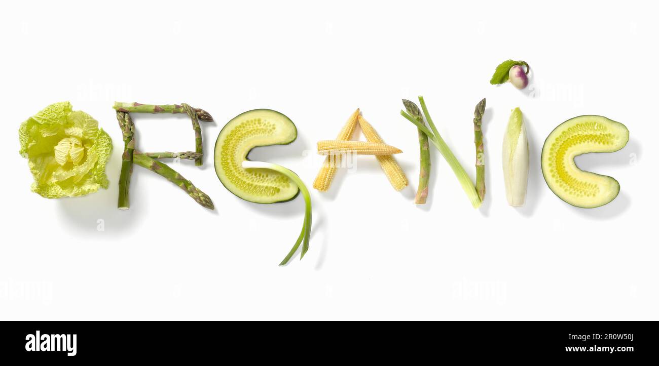 '''Organic'' written with vegetables' Stock Photo
