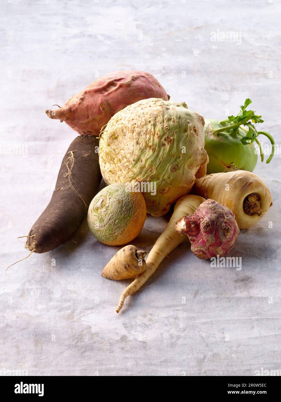 Assorted old-fashioned vegetables Stock Photo