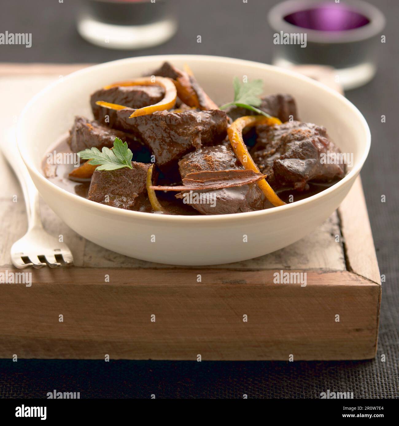 Bourbonnais beef stew with orange rinds Stock Photo