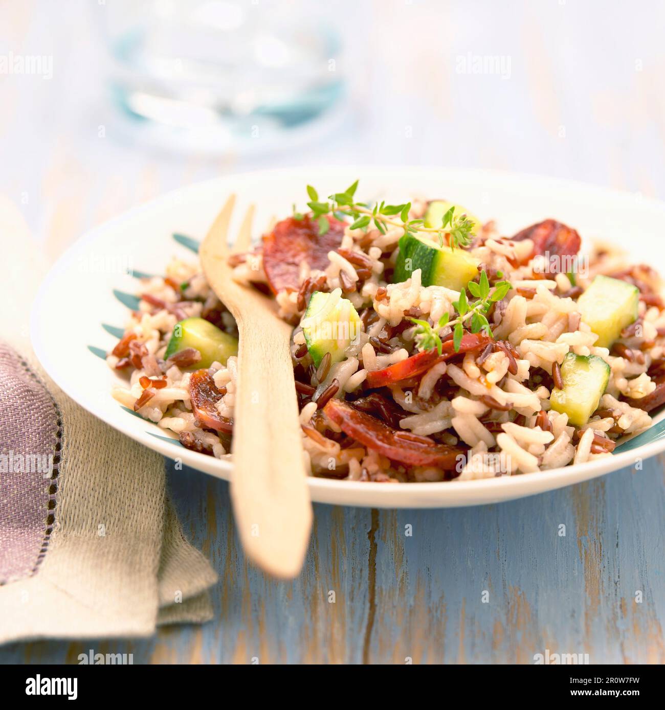 Camargue rice with chorizo and vegetables Stock Photo - Alamy
