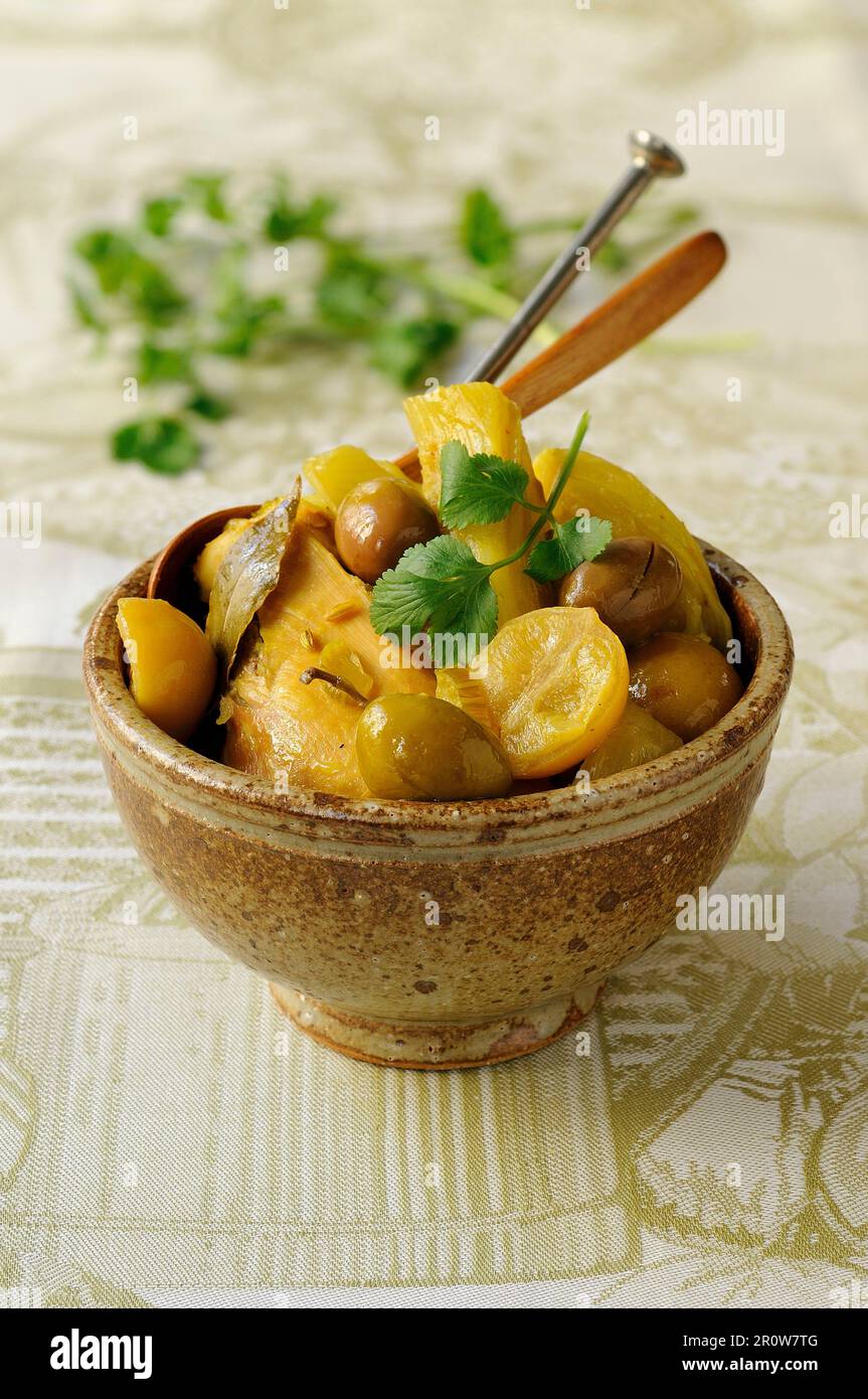 Chicken with fennel, olives and preserved lemons Stock Photo Alamy