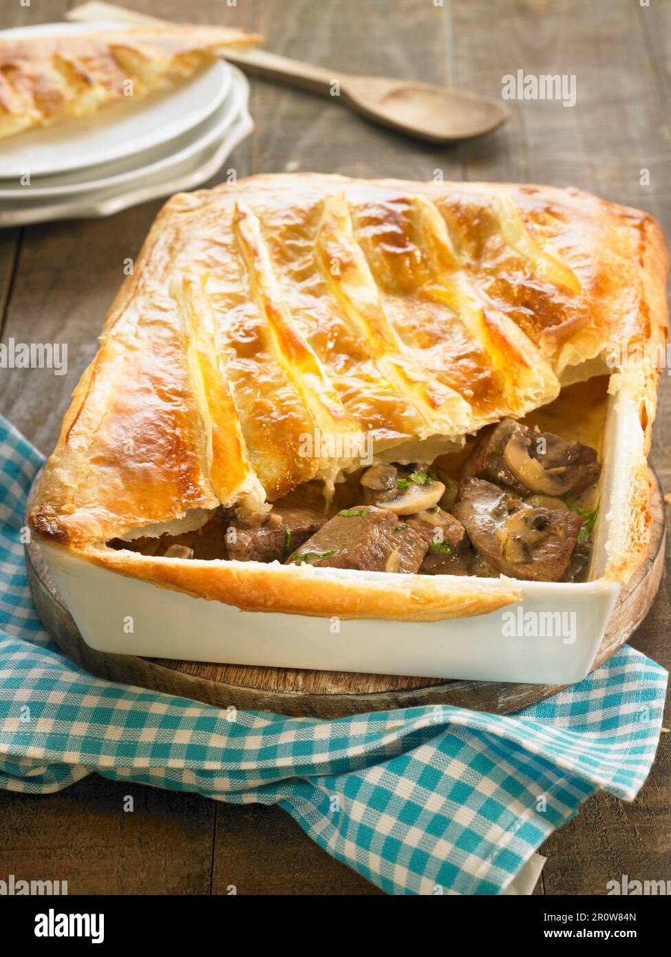 Veal and mushroom pie Stock Photo Alamy