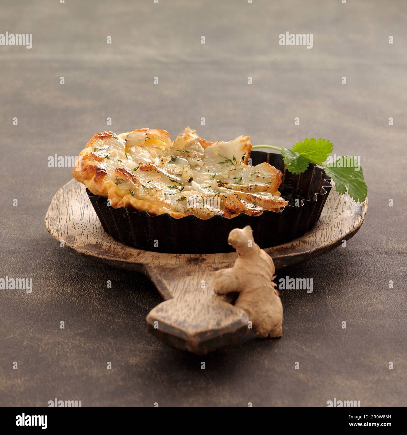Jerusalem artichoke and ginger savoury tatin tart Stock Photo Alamy