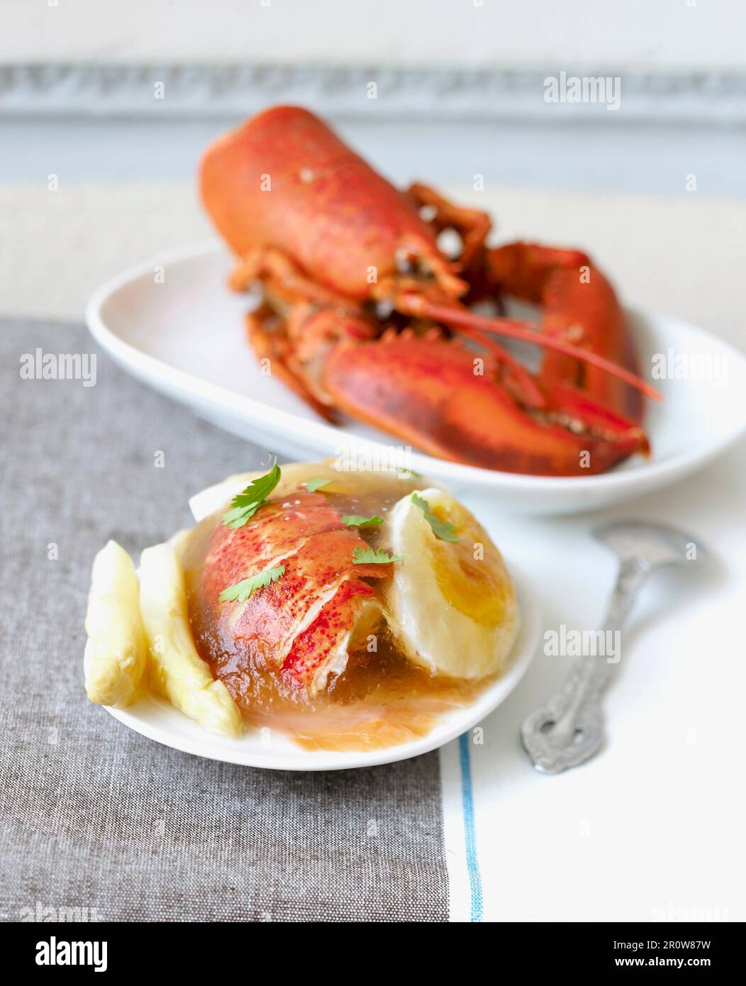Lobster and hardboiled egg in aspic Stock Photo Alamy