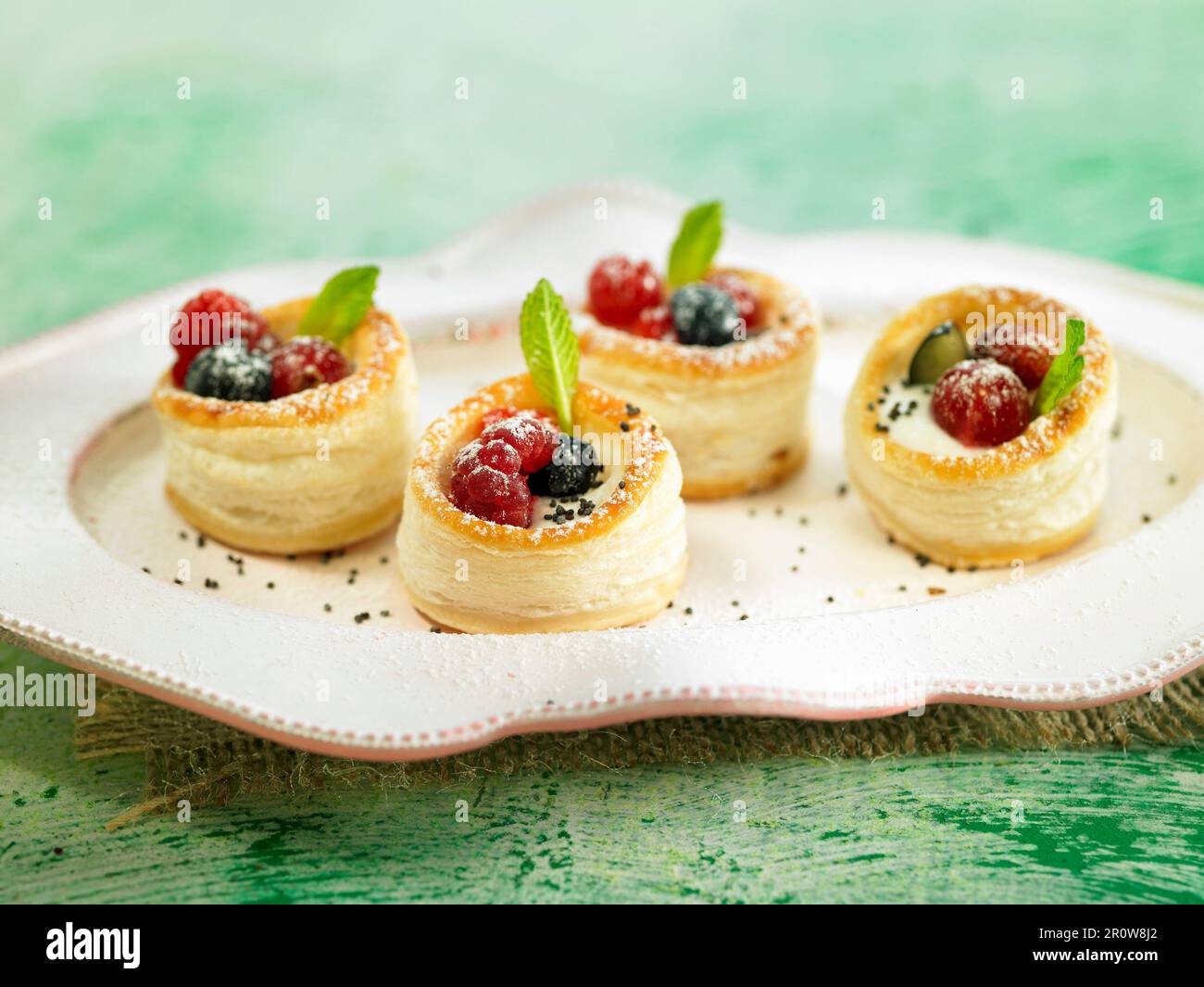 Puff pastry pies with summer fruits Stock Photo Alamy