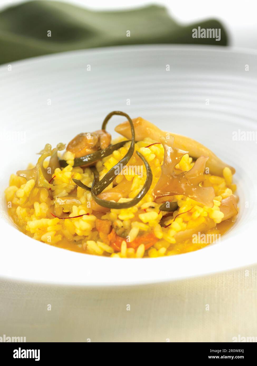 Saffron rice with seafood Stock Photo