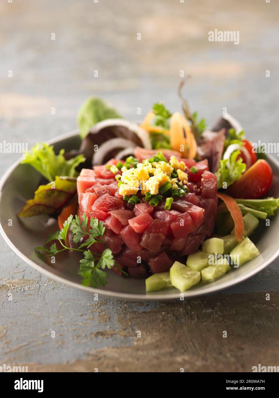 Red tuna tartare Stock Photo Alamy