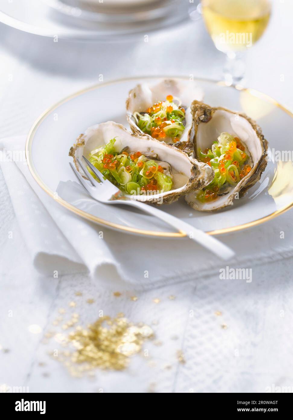 Fish Roe Stuffing Oysters stuffed with leeks and trout roe Stock Photo - Alamy