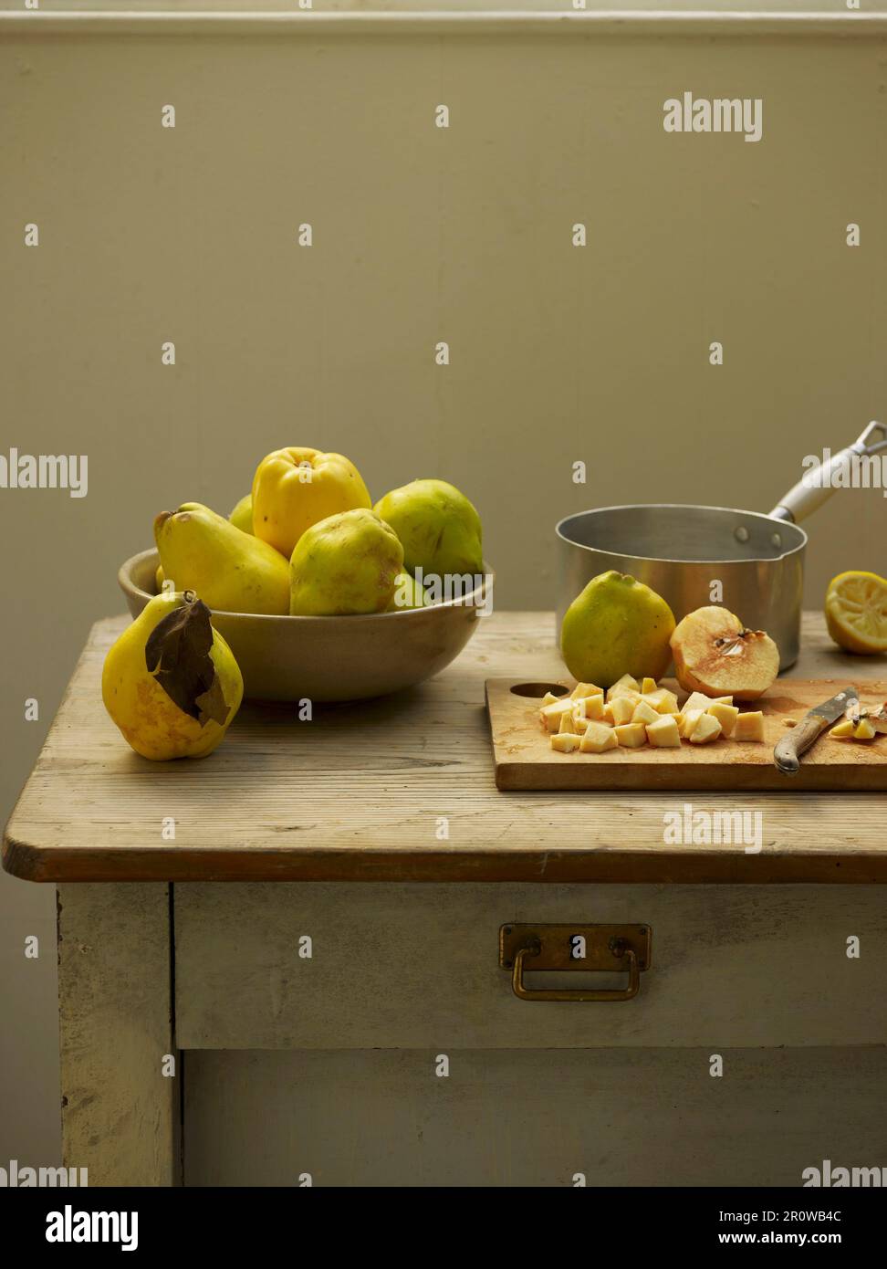 Preparing the quince for jam Stock Photo