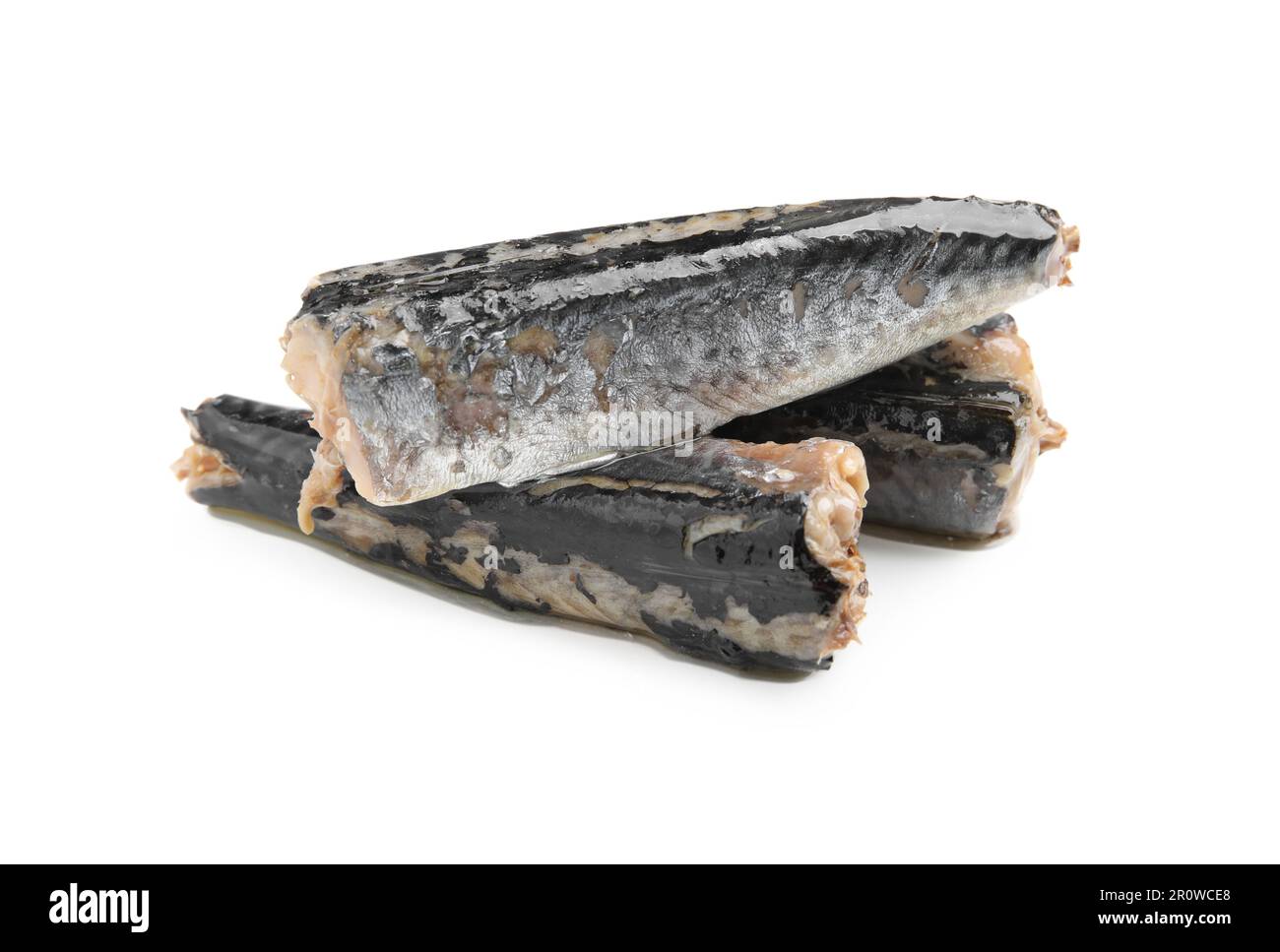 Delicious canned mackerel fillets on white background Stock Photo Alamy