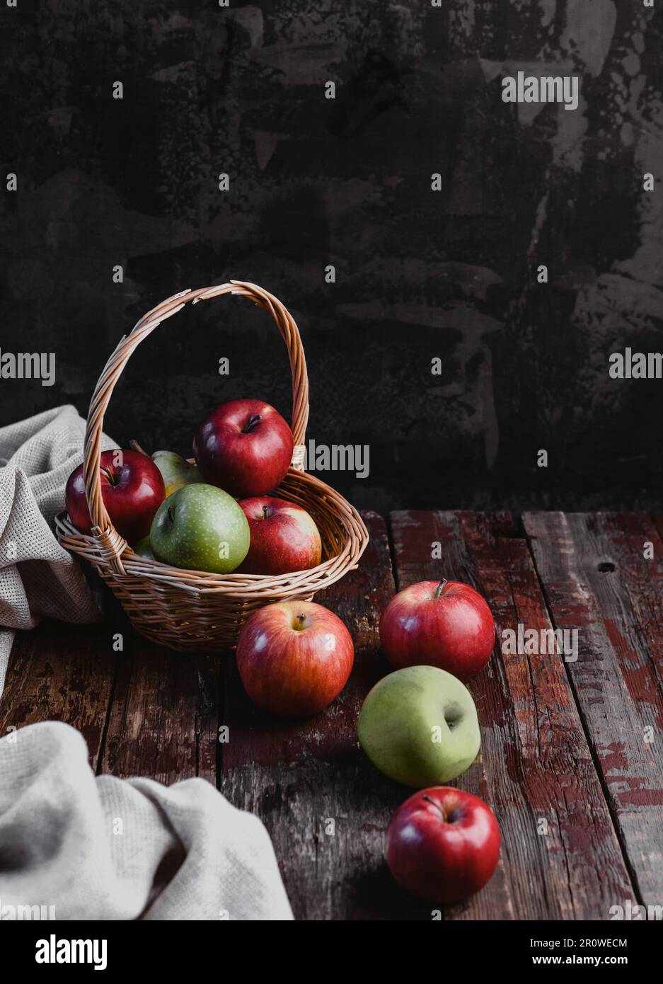 basket and apples Stock Photo
