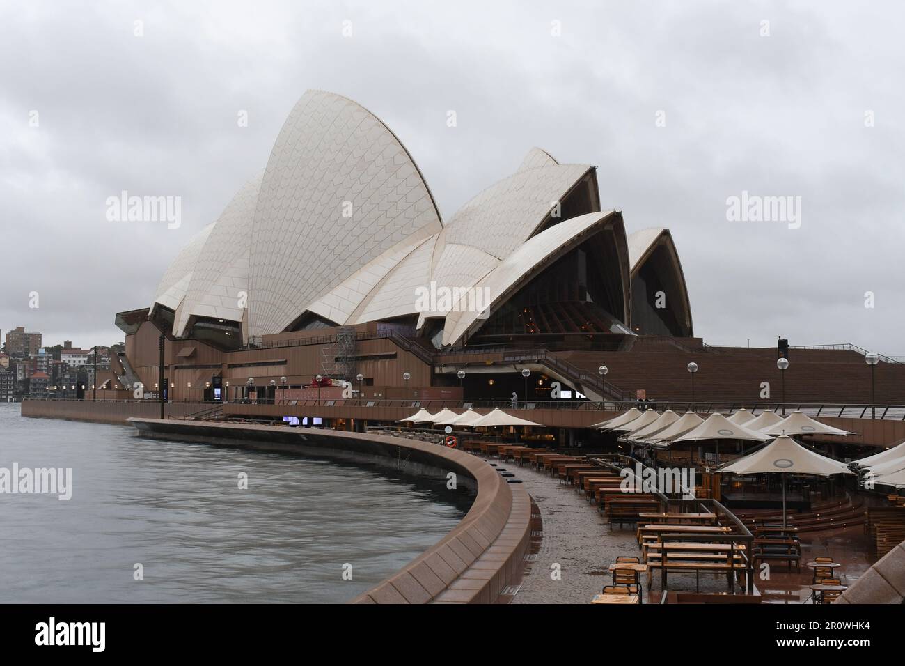 The best Sydney opera house on a rainy day in COVID19 with no people or visitor makes it