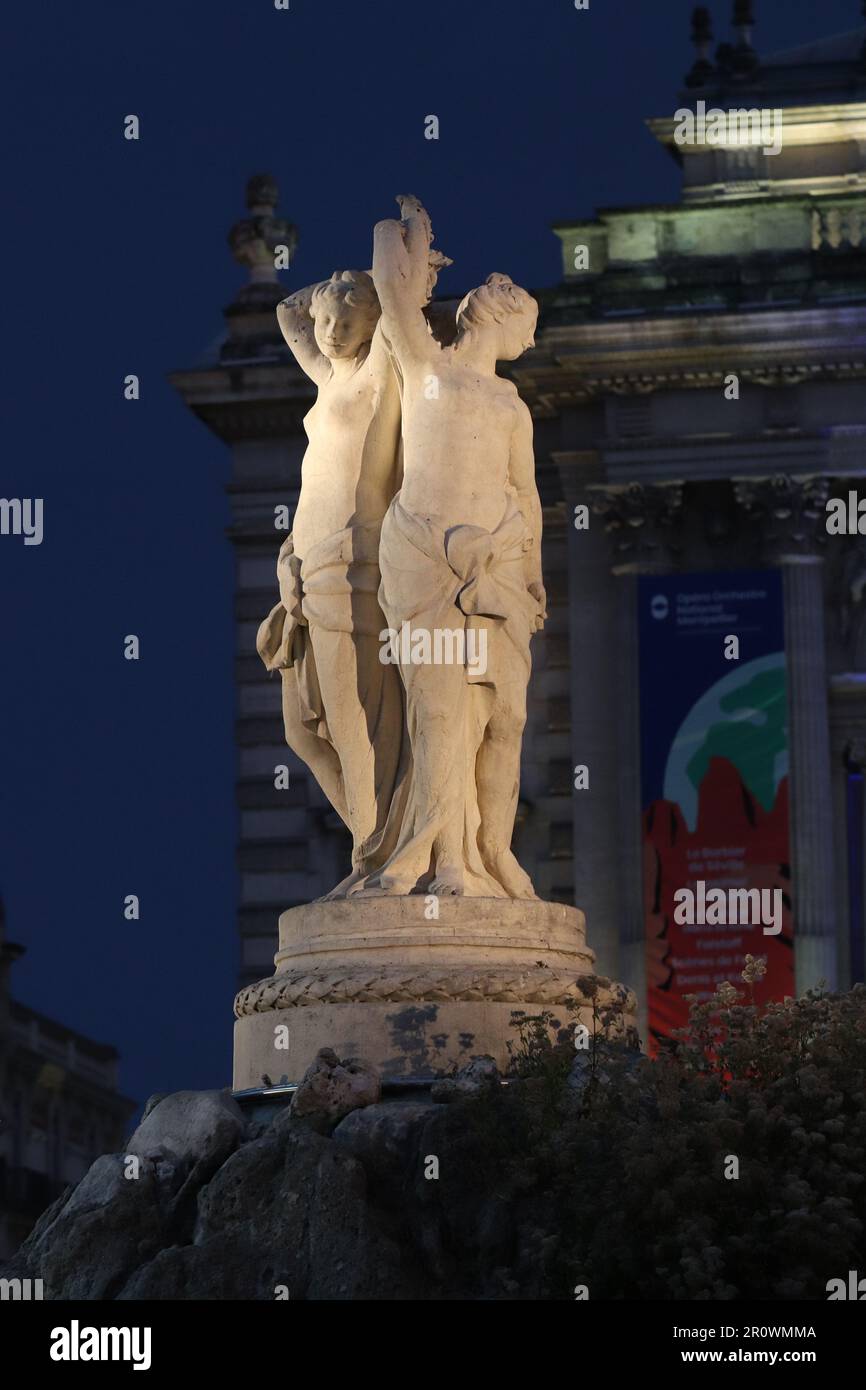 The Three Graces Statue Displayed Prominently in Montpellier, France Stock Photo