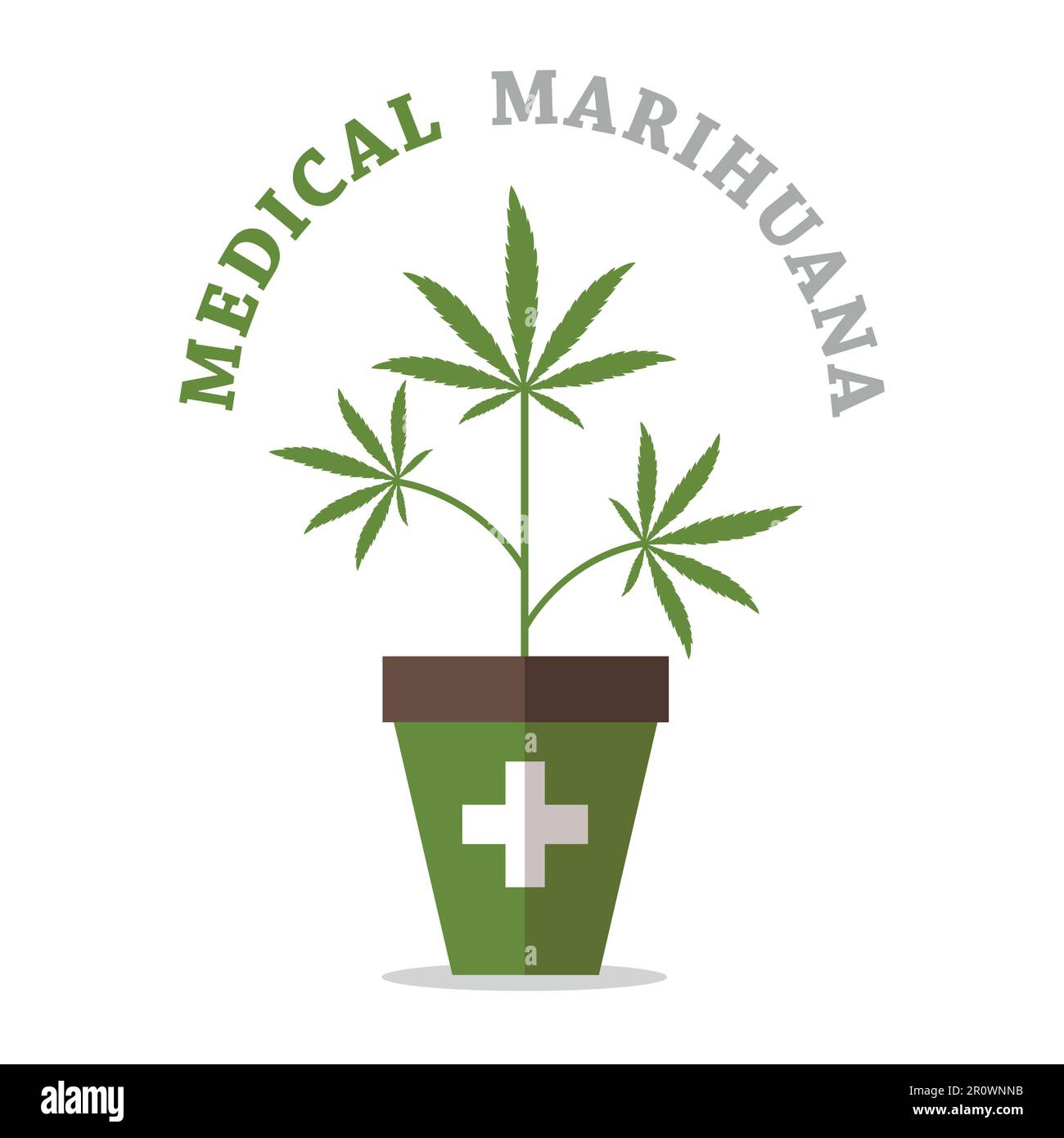 green medical marijuana plant cannabis in flowerpot Stock Vector