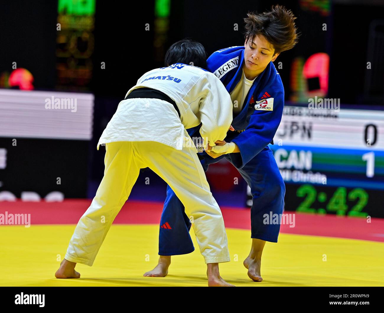 Doha. 9th May, 2023. Christa Deguchi (R) of Canada and Funakubo Haruka