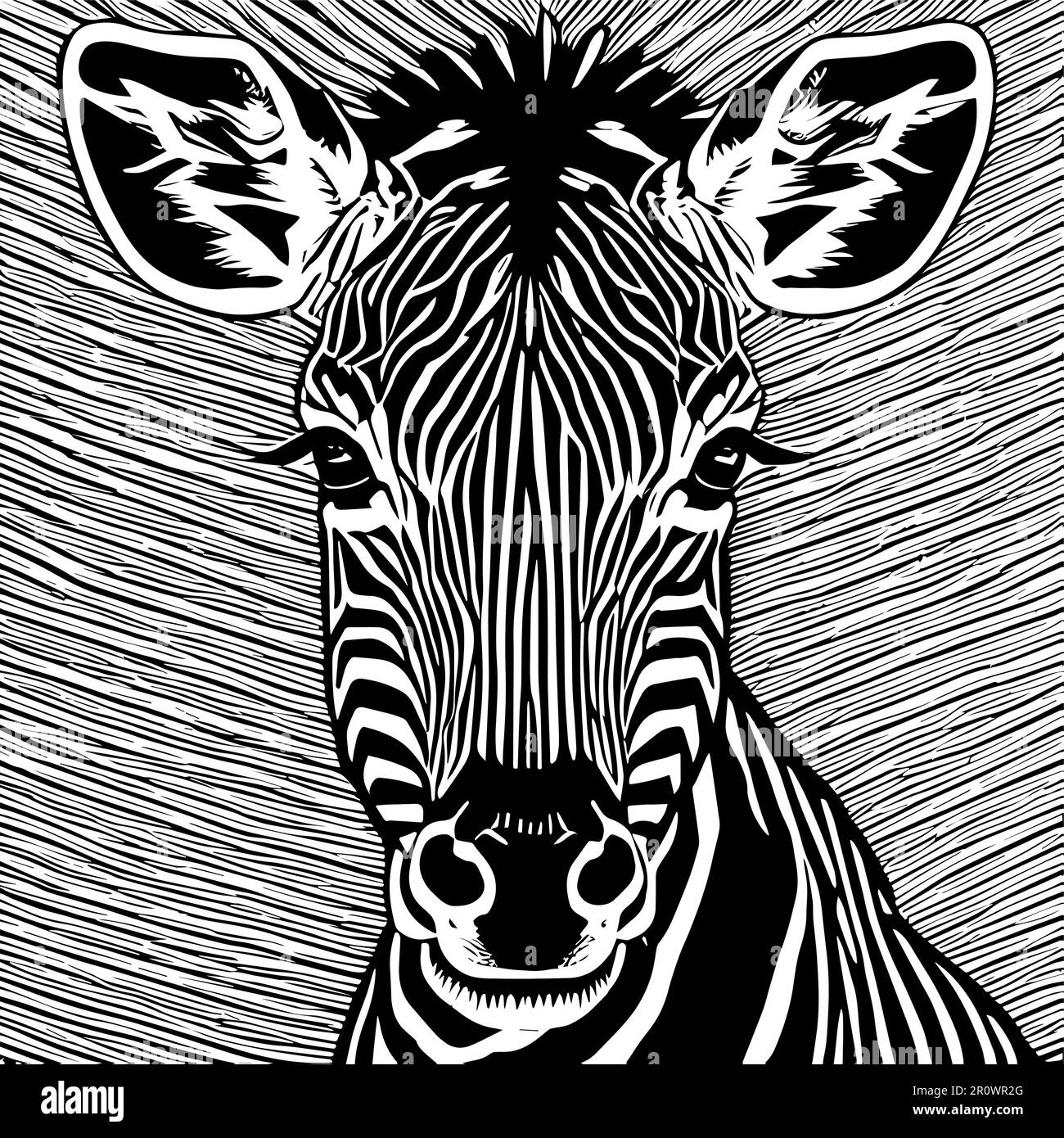 Zebra head sketch, african zebra animal vector illustration, logo