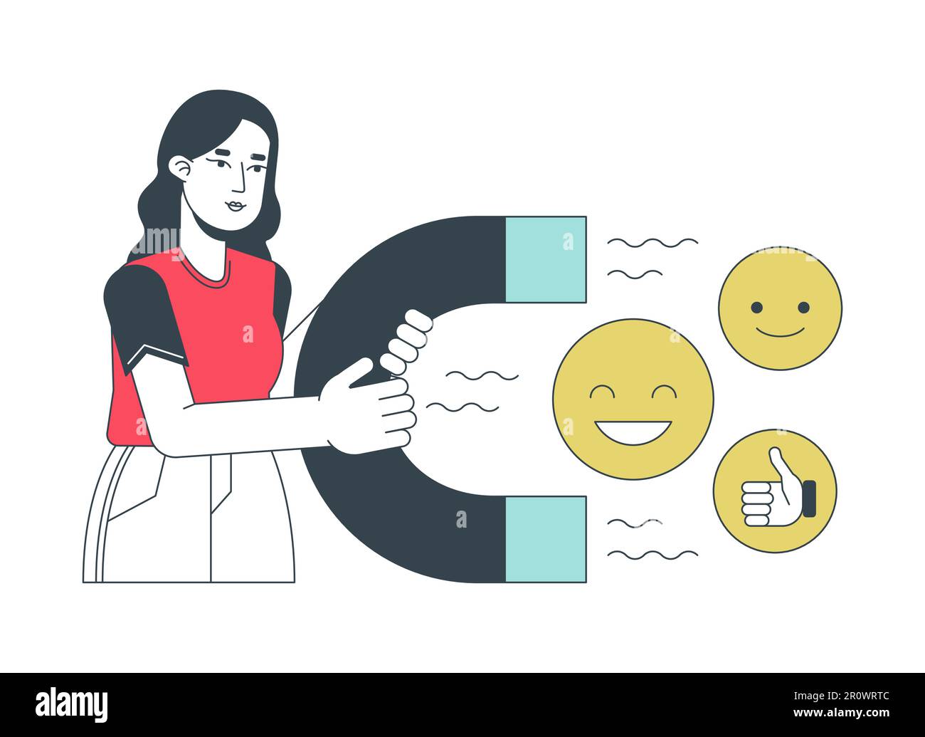 Audience satisfaction flat line concept vector spot illustration Stock Vector
