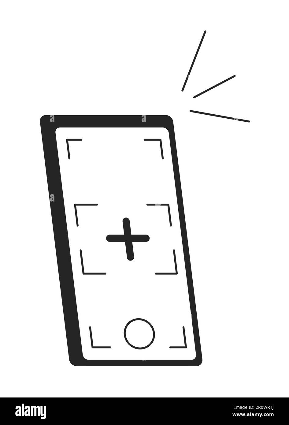 Taking photo with phone flat monochrome isolated vector object Stock Vector