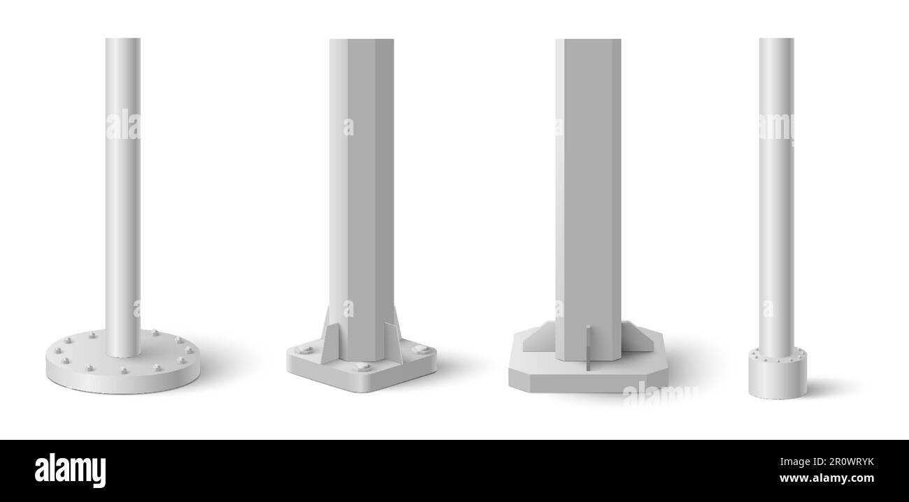 Set of aluminum pillar, steel pipe, polished chromium holders Stock