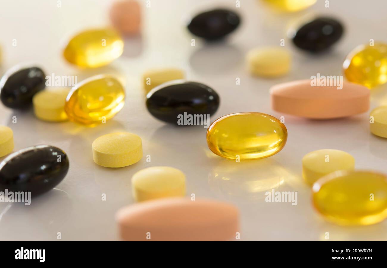 Vitamins. Close Up Pill With Cod Liver Oil Omega3. Nutrition. Healthy