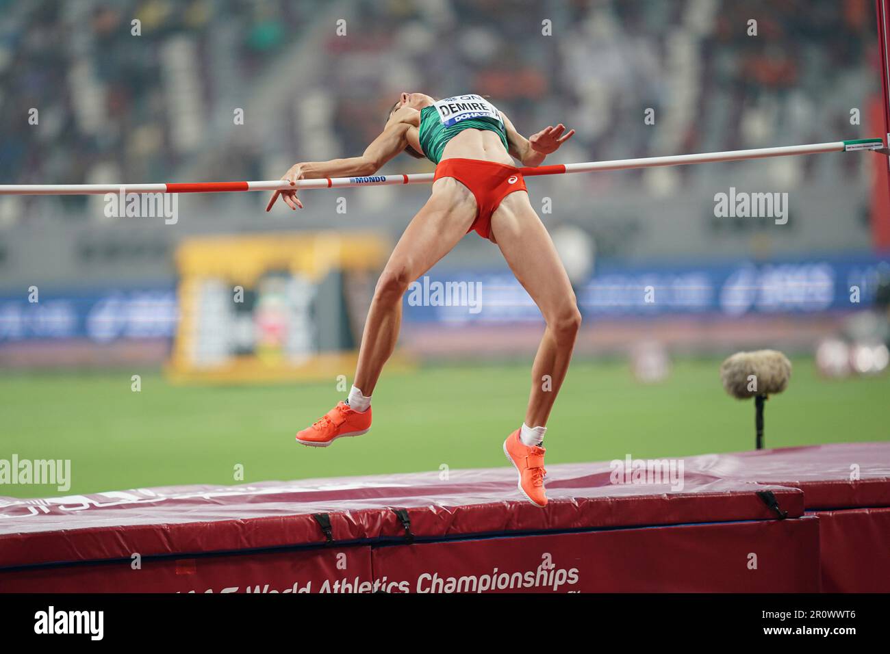 Mirela Demireva participating in the High Jump at the Doha 2019 World