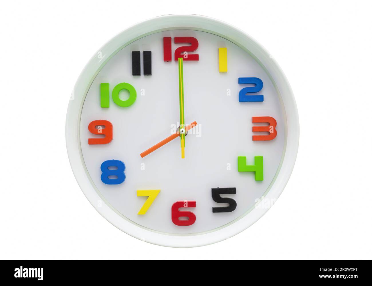 white wall clock isolated on white background Stock Photo - Alamy