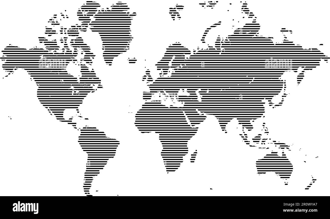 Modern Hatched world map. Flat Earth, globe, worldmap. Vector illustration Stock Vector