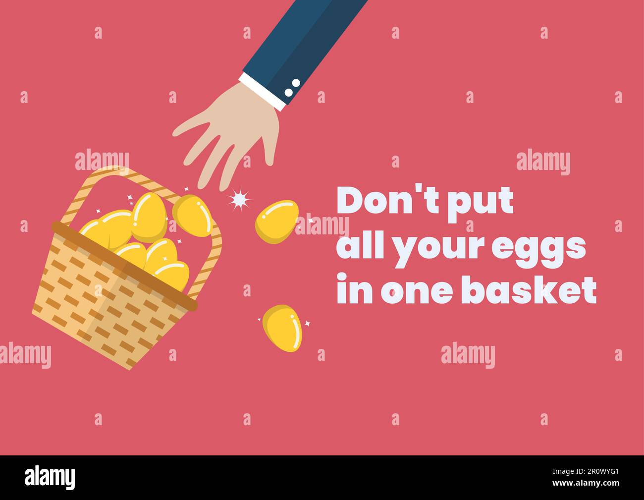 Don't Put All Your Eggs In One Basket. Golden Eggs In Basket Slipped ...