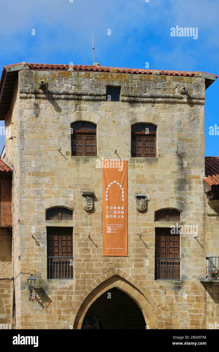 Facade of the 15th century gothic Torre de don Borja Plaza de Ramón y