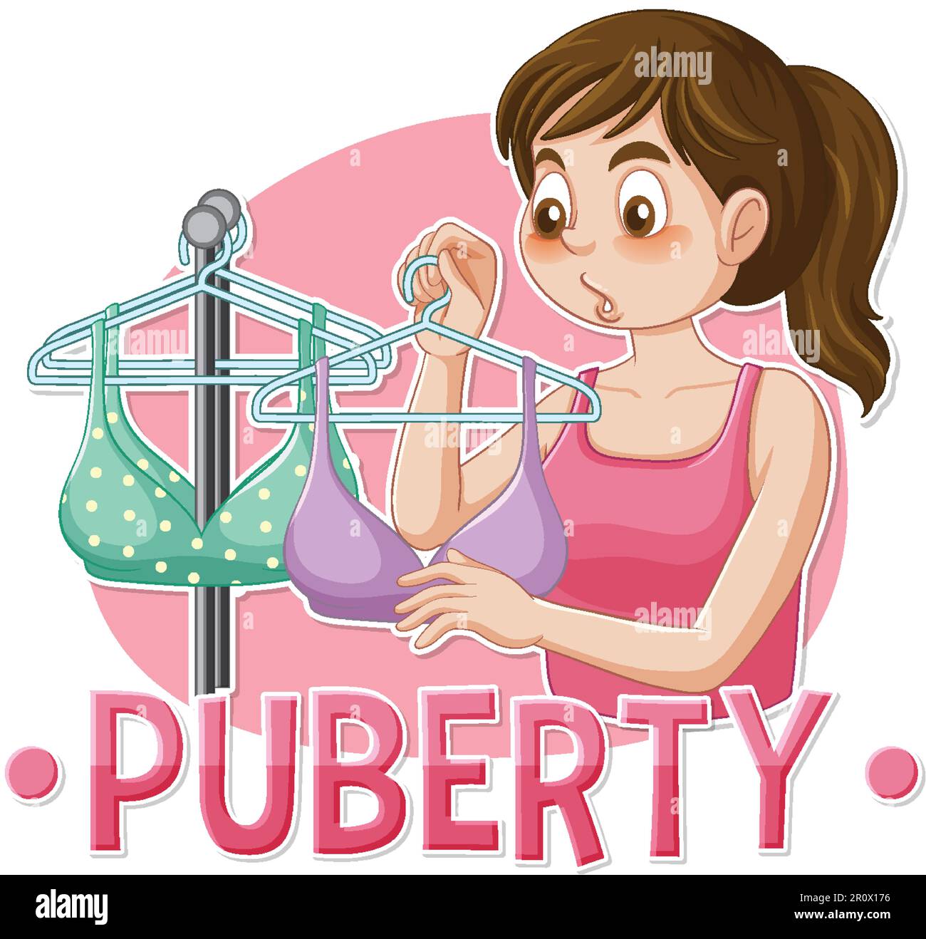 Puberty Girl Choosing Her First Bra illustration Stock Vector Image