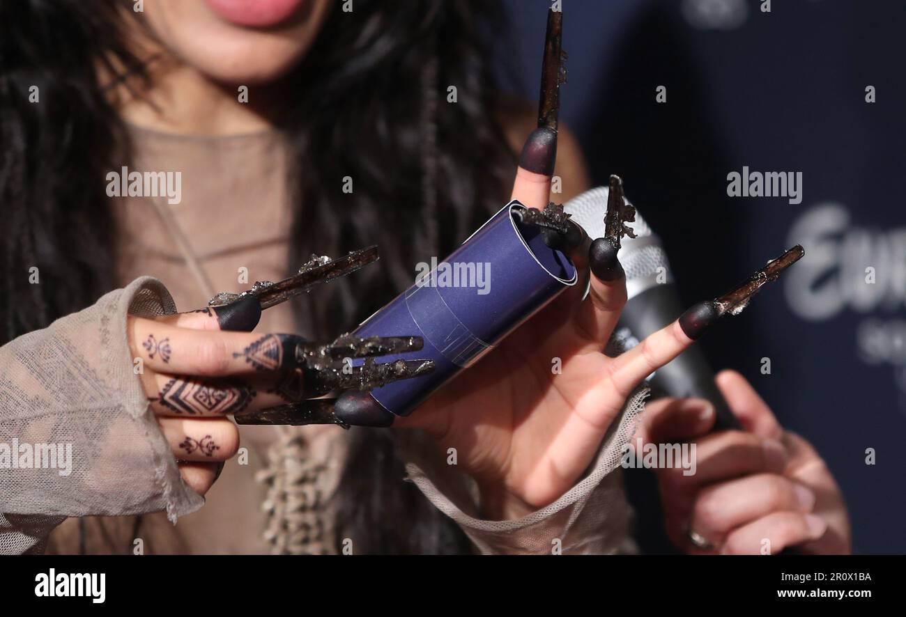 Zagreb, Croatia. 09th May, 2023. Loreen of Sweden draws lots after the Eurovision 2023 Semi-final 1 at Liverpool Arena in Liverpool, England on May 9, 2023. Photo: Sanjin Strukic/PIXSELL Credit: Pixsell/Alamy Live News Stock Photo