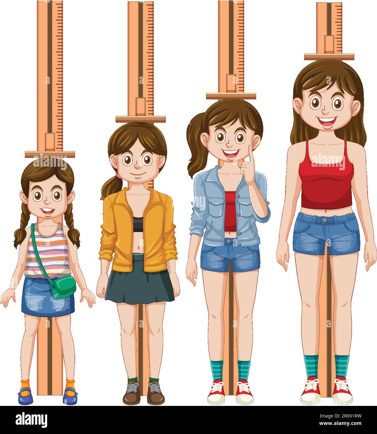 Puberty Girl Measuring Height illustration Stock Vector Image & Art - Alamy