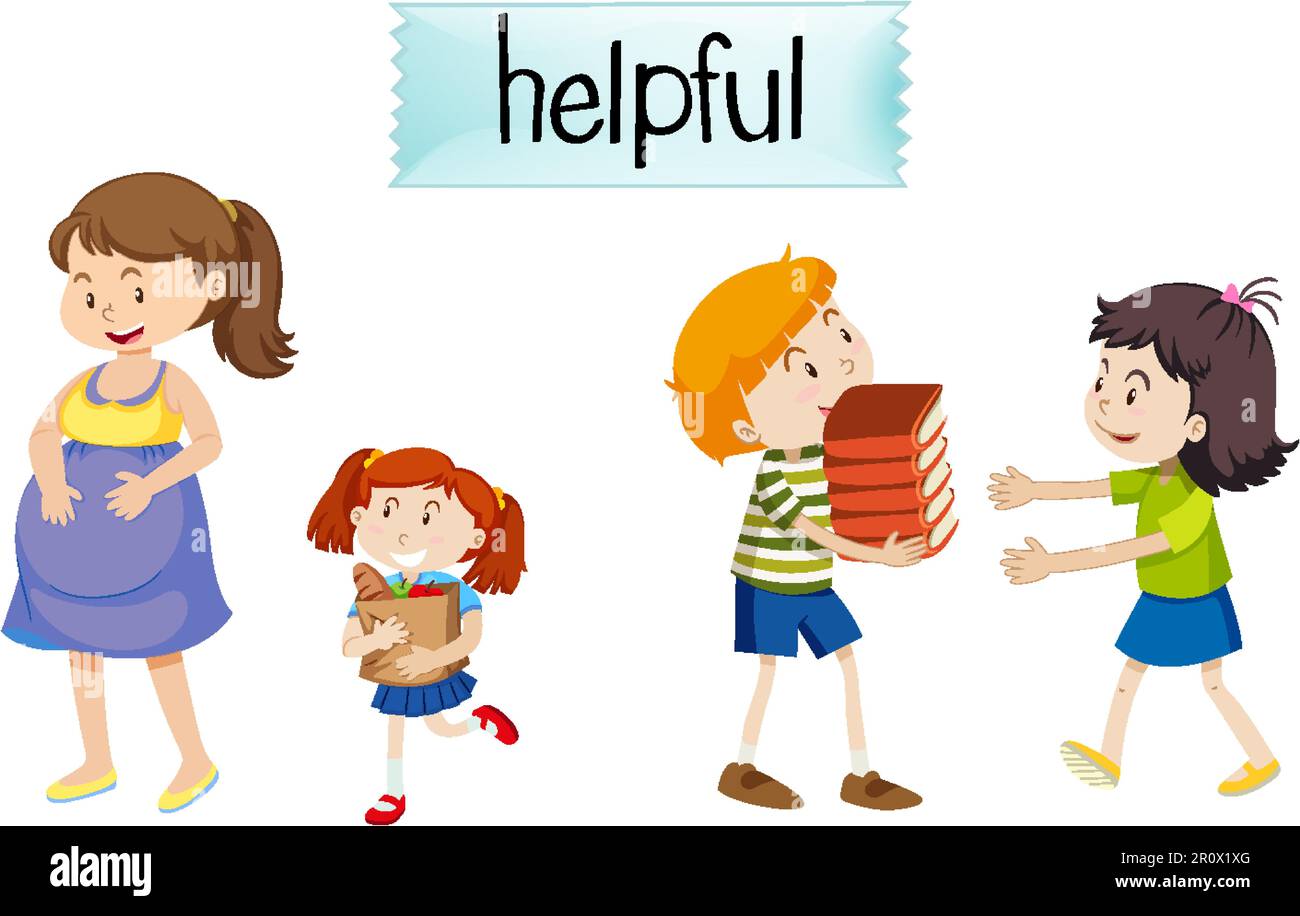english-vocabulary-adjective-word-with-cartoon-characters-illustration