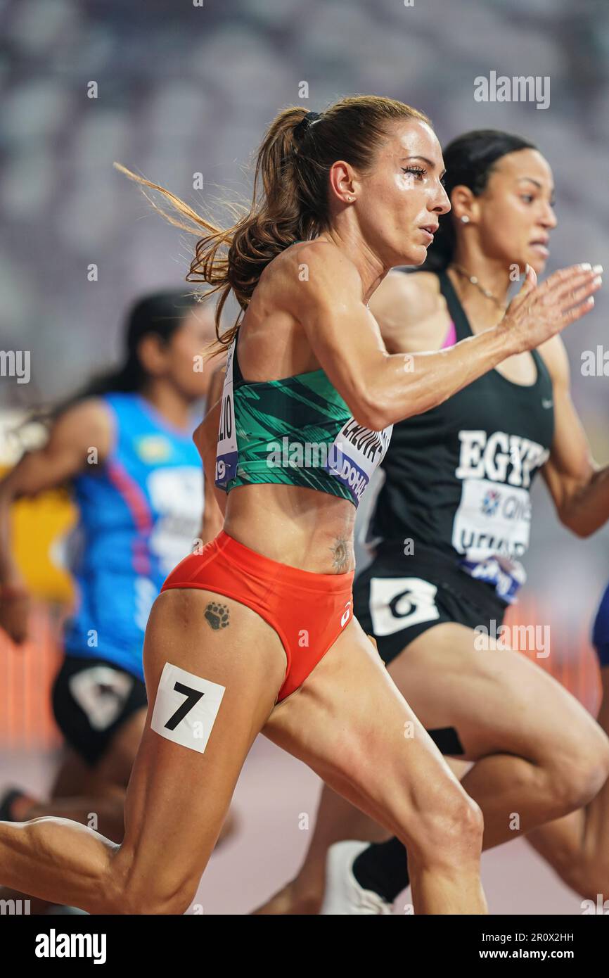 Ivet Lalova-Collio running the 200m at the 2019 World Athletics ...