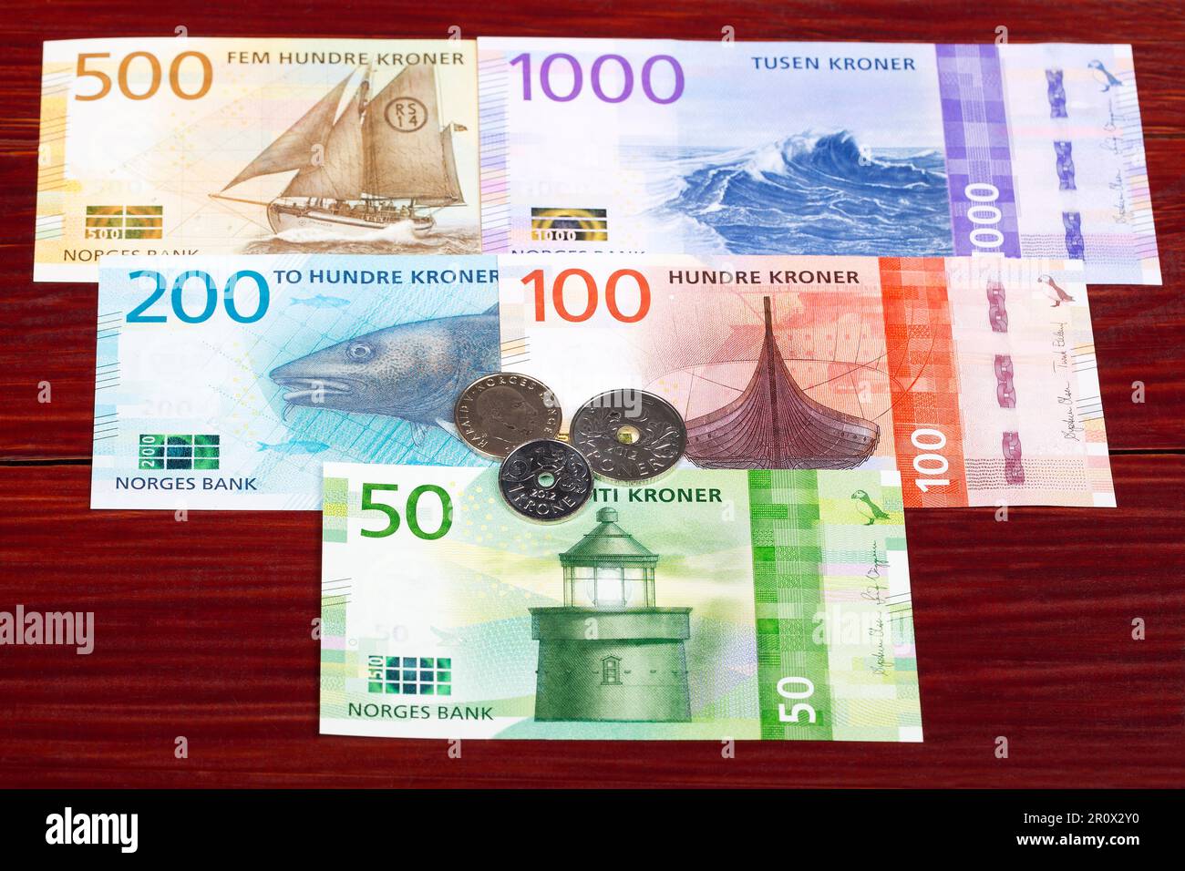 Norwegian money - Kroner - coins and banknotes Stock Photo - Alamy