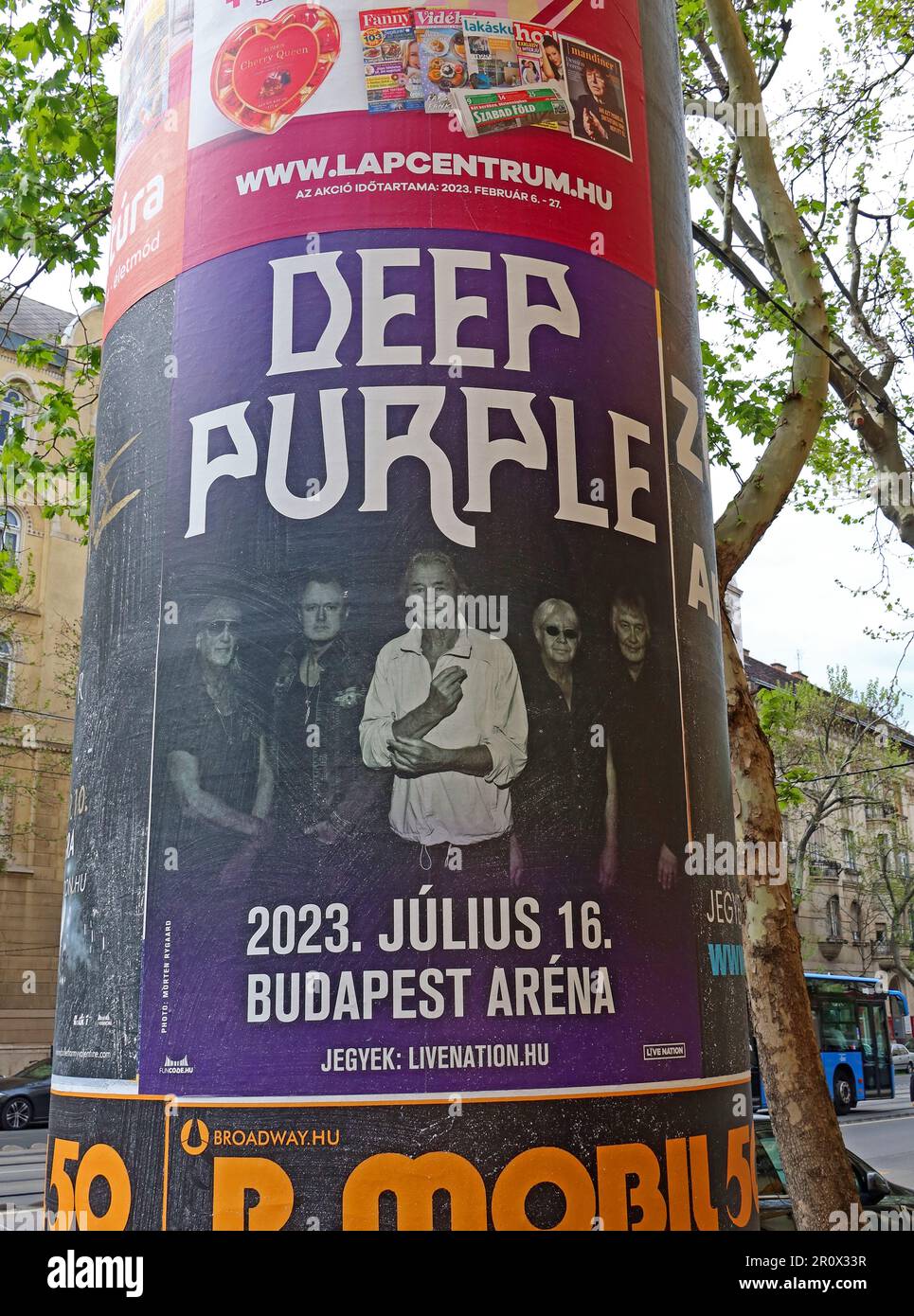 Deep Purple on tour poster, 16 July 2023, Laszlo Papp Arena, Budapest, Hungary Stock Photo