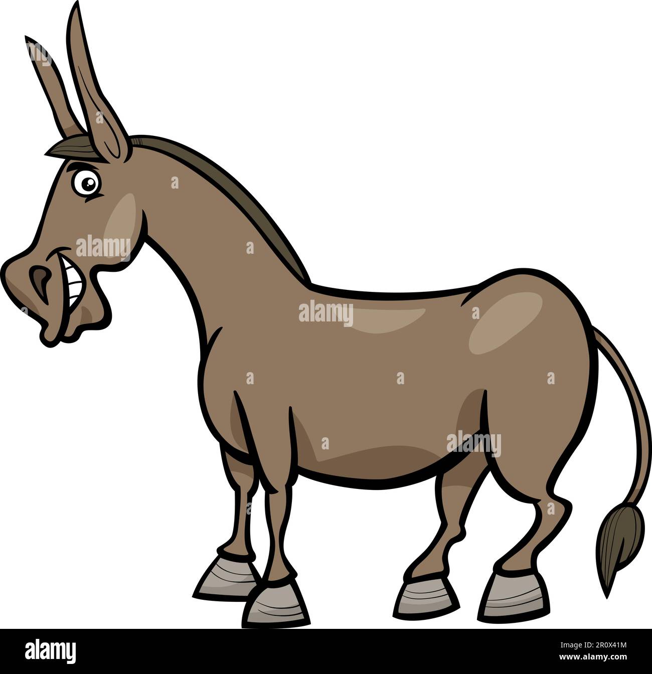 Cartoon illustration of funny donkey farm animal character Stock Vector